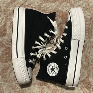 Converse Black and White Platform High-Tops 6.5